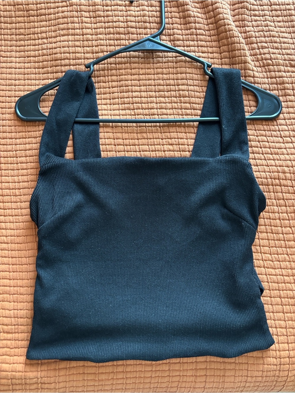 Woman’s Black Ribbed Square Neck Tank